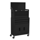 Sealey AP22BK Topchest & Rollcab Combination 6 Drawer with Ball-Bearing Slides - Black