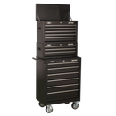 Sealey AP22BSTACK 14 Drawer Topchest, Mid-Box & Rollcab Stack - Black