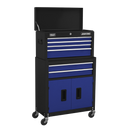Sealey AP22B Topchest & Rollcab Combination 6 Drawer with Ball-Bearing Slides - Blue