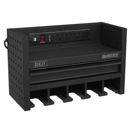 Sealey AP22SRBE 560mm Power Tool Storage Rack with Drawer & Power Strip