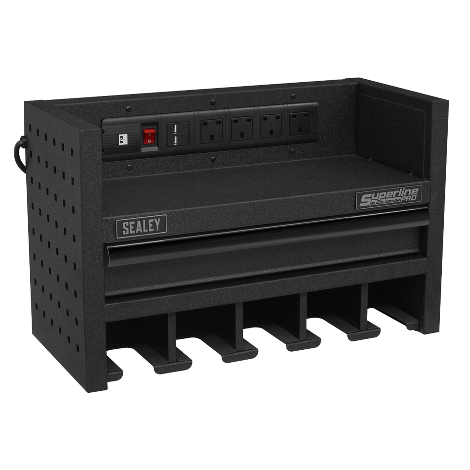 Sealey AP22SRBE 560mm Power Tool Storage Rack with Drawer & Power Strip