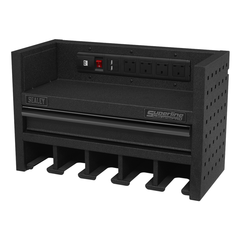 Sealey AP22SRBE 560mm Power Tool Storage Rack with Drawer & Power Strip