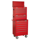 Sealey AP22STACK 14 Drawer Topchest, Mid-Box & Rollcab Combination with Ball-Bearing Slides - Red