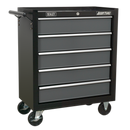 Sealey AP2505B 5 Drawer Rollcab with Ball-Bearing Slides - Black/Grey