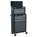 Sealey AP2513B 13 Drawer Topchest & Rollcab Combination with Ball-Bearing Slides - Black/Grey