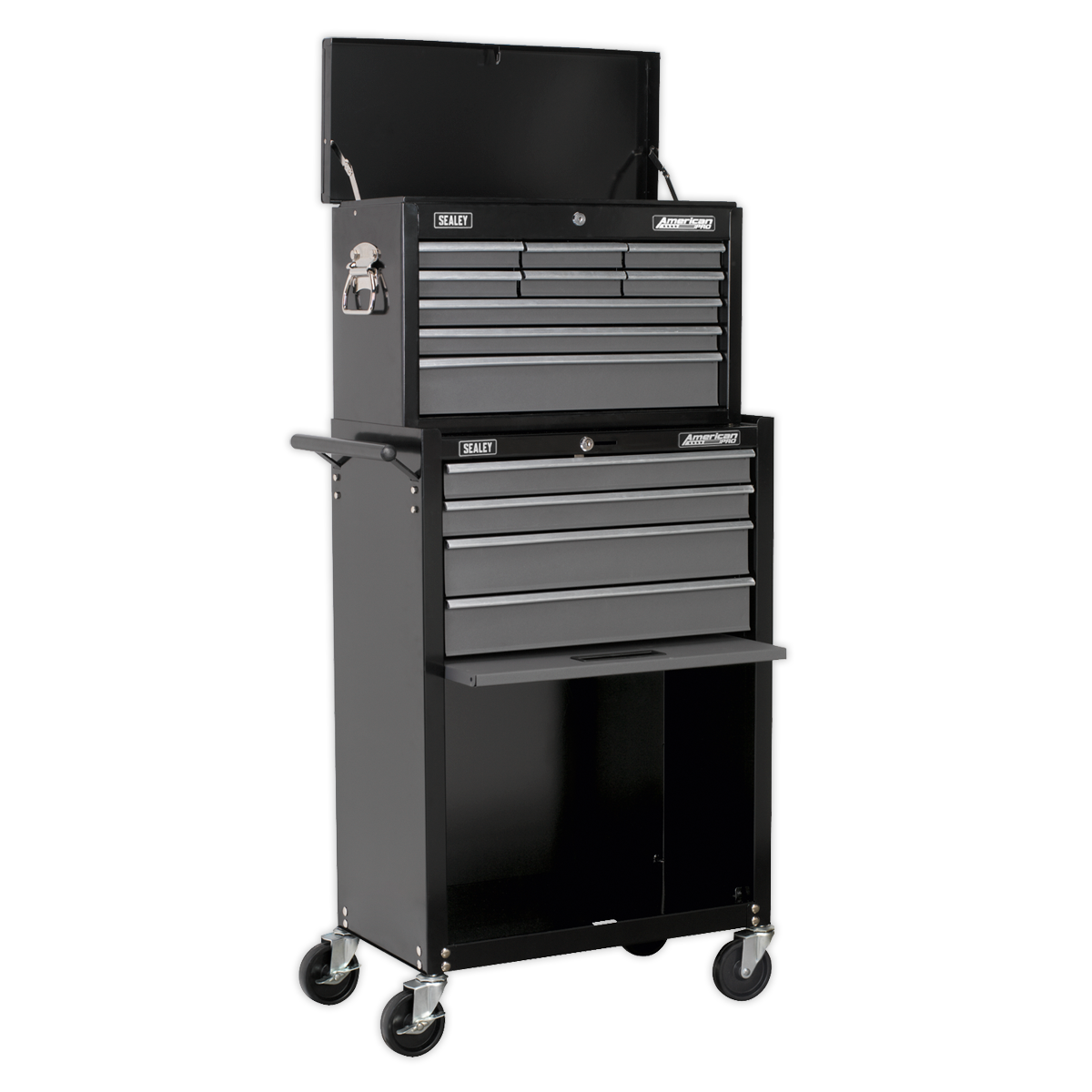 Sealey AP2513B 13 Drawer Topchest & Rollcab Combination with Ball-Bearing Slides - Black/Grey