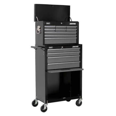 Sealey AP2513B 13 Drawer Topchest & Rollcab Combination with Ball-Bearing Slides - Black/Grey