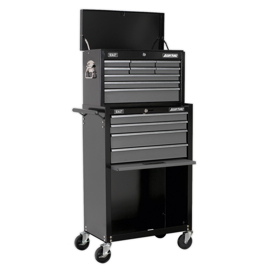 Sealey AP2513B 13 Drawer Topchest & Rollcab Combination with Ball-Bearing Slides - Black/Grey