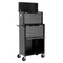 Sealey AP2513B 13 Drawer Topchest & Rollcab Combination with Ball-Bearing Slides - Black/Grey