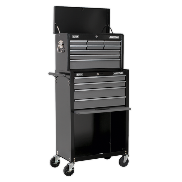 Sealey AP2513B 13 Drawer Topchest & Rollcab Combination with Ball-Bearing Slides - Black/Grey