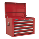 Sealey AP26059T 5 Drawer Topchest with Ball-Bearing Slides - Red