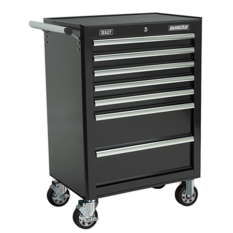 Sealey APSTACKTB 14 Drawer Topchest, Mid-Box & Rollcab Combination with Ball-Bearing Slides - Black