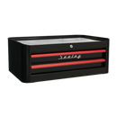 Sealey AP28COMBO2BR 10 Drawer Retro Style Topchest, Mid-Box & Rollcab Combination - Black with Red Anodised Drawer Pulls