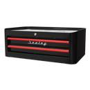 Sealey AP28102BR 2 Drawer Retro Style Mid-Box - Black with Red Anodised Drawer Pulls