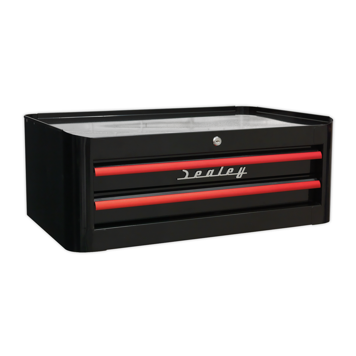 Sealey AP28102BR 2 Drawer Retro Style Mid-Box - Black with Red Anodised Drawer Pulls