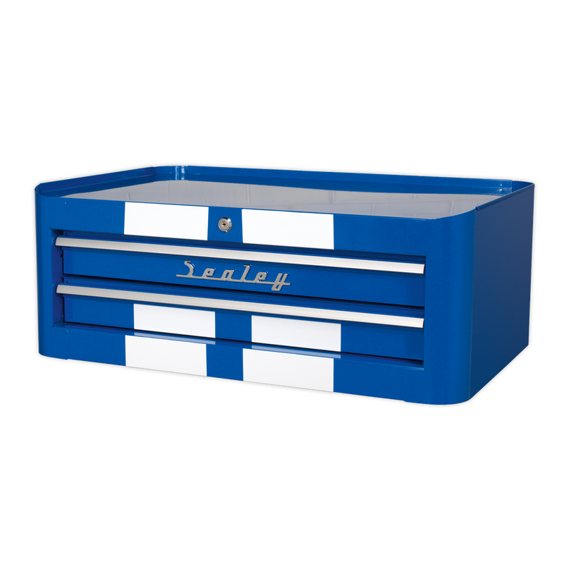 Sealey AP28102BWS 2 Drawer Retro Style Mid-Box - Blue with White Stripes