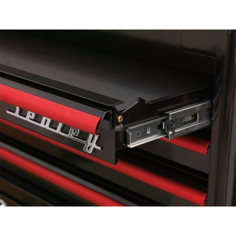 Sealey AP28102BR 2 Drawer Retro Style Mid-Box - Black with Red Anodised Drawer Pulls