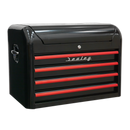 Sealey AP28104BR 4 Drawer Retro Style Topchest - Black with Red Anodised Drawer Pulls
