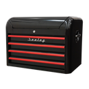Sealey AP28104BR 4 Drawer Retro Style Topchest - Black with Red Anodised Drawer Pulls