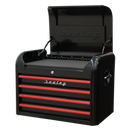 Sealey AP28104BR 4 Drawer Retro Style Topchest - Black with Red Anodised Drawer Pulls