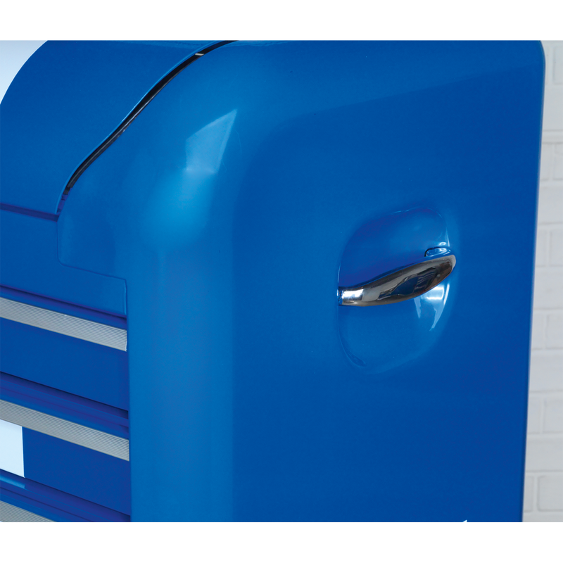 Sealey AP28104BWS 4 Drawer Retro Style Topchest - Blue with White Stripes