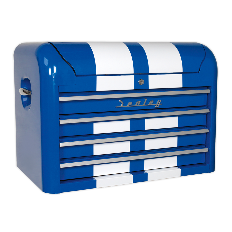 Sealey AP28104BWS 4 Drawer Retro Style Topchest - Blue with White Stripes