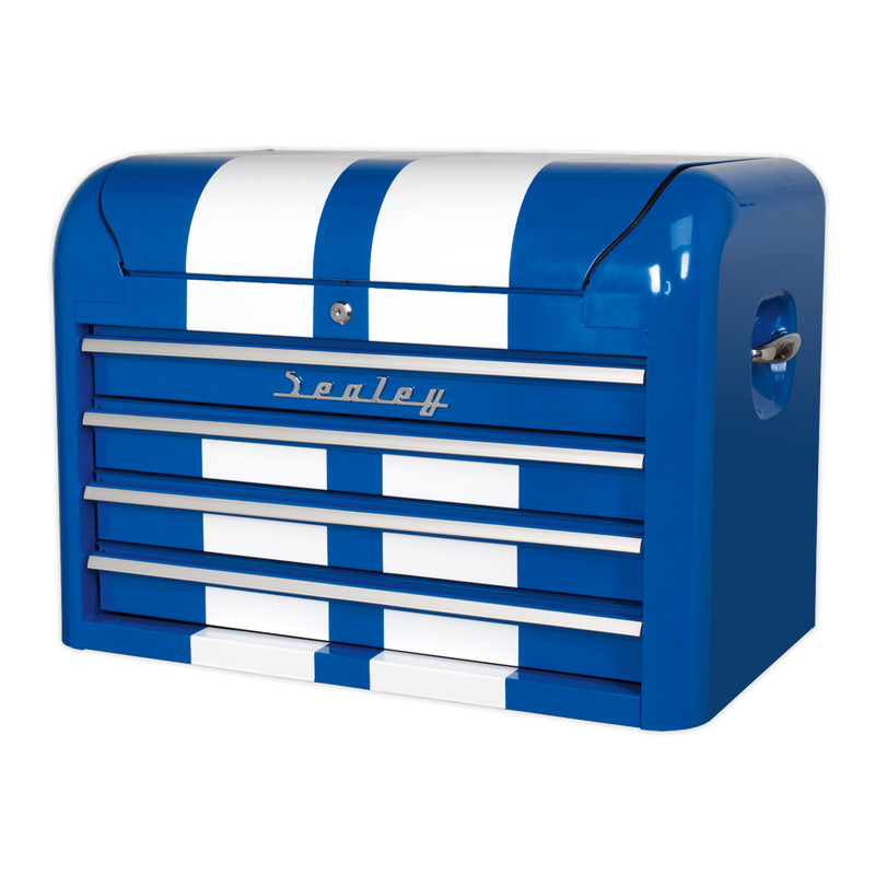 Sealey AP28104BWS 4 Drawer Retro Style Topchest - Blue with White Stripes