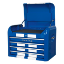 Sealey AP28104BWS 4 Drawer Retro Style Topchest - Blue with White Stripes