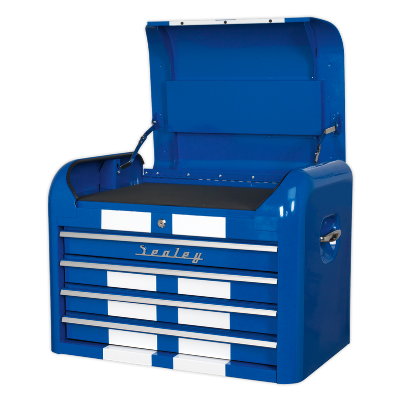 Sealey AP28104BWS 4 Drawer Retro Style Topchest - Blue with White Stripes