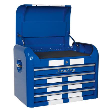 Sealey AP28104BWS 4 Drawer Retro Style Topchest - Blue with White Stripes