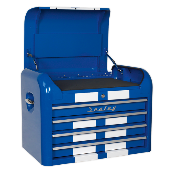 Sealey AP28104BWS 4 Drawer Retro Style Topchest - Blue with White Stripes