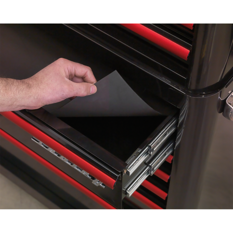 Sealey AP28204BR 4 Drawer Retro Style Rollcab - Black with Red Anodised Drawer Pulls