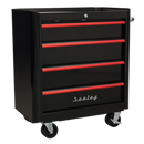 Sealey AP28COMBO2BR 10 Drawer Retro Style Topchest, Mid-Box & Rollcab Combination - Black with Red Anodised Drawer Pulls