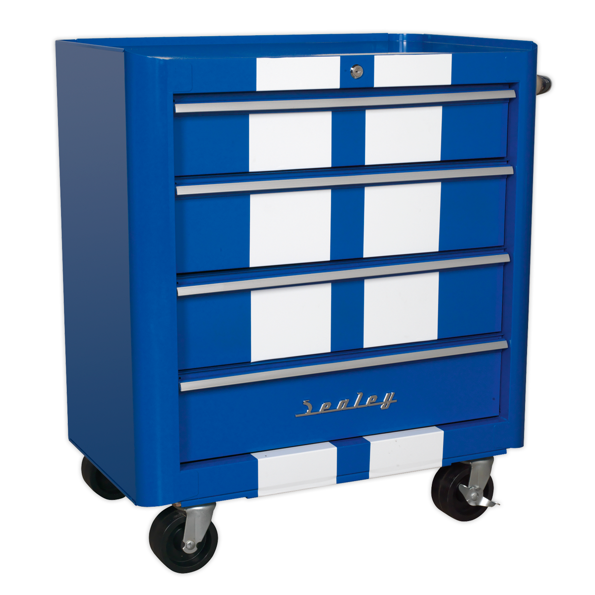 Sealey AP28204BWS 4 Drawer Retro Style Rollcab - Blue with White Stripes
