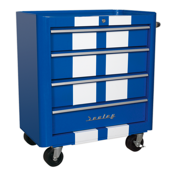 Sealey AP28204BWS 4 Drawer Retro Style Rollcab - Blue with White Stripes