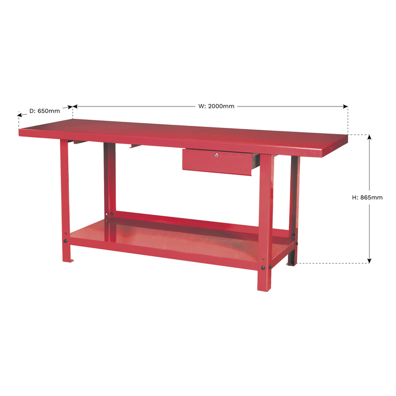 Sealey AP3020 2m Steel Workbench with Drawer