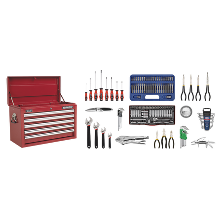 Sealey AP33059COMBO 5 Drawer Topchest with Ball-Bearing Slides & 140pc Tool Kit