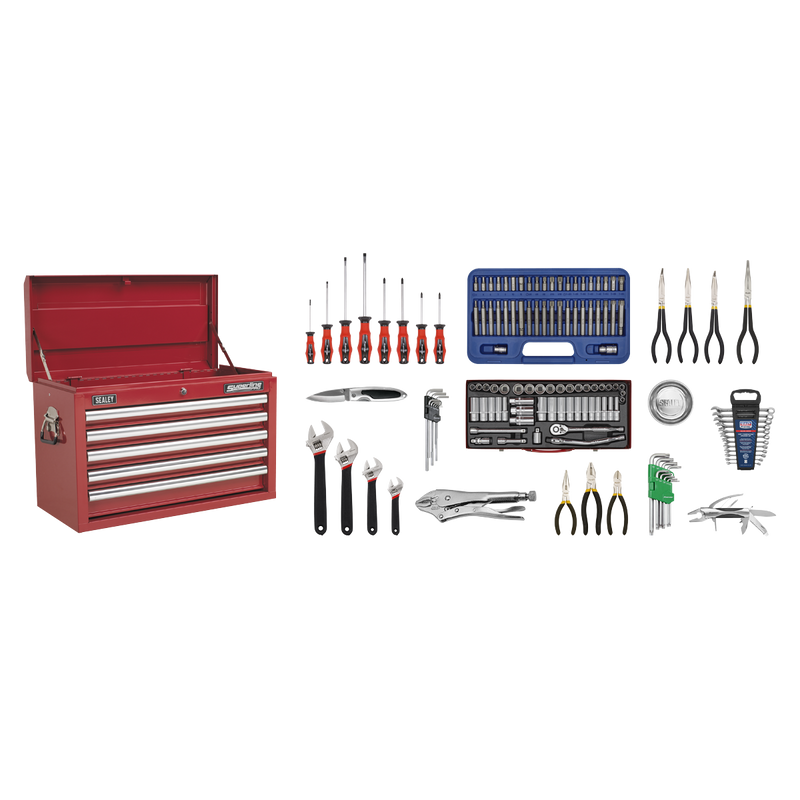 Sealey AP33059COMBO 5 Drawer Topchest with Ball-Bearing Slides & 140pc Tool Kit