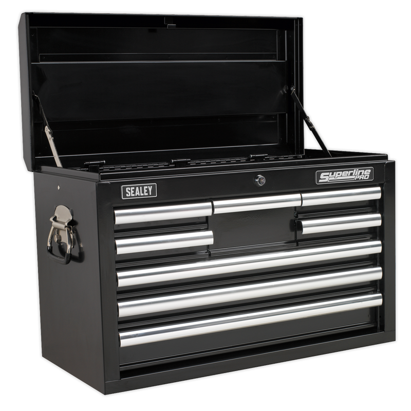Sealey APCOMBOBBTK58 15 Drawer Topchest & Rollcab Combination with Ball-Bearing Slides - Black & 147pc Tool Kit