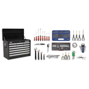 Sealey AP33109BCOMBO 10 Drawer Topchest with Ball-Bearing Slides - Black & 140pc Tool Kit