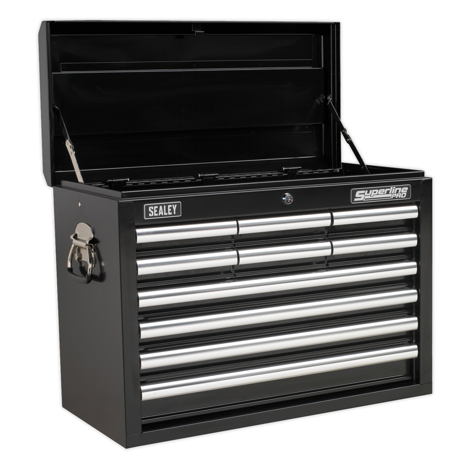 Sealey AP33109BCOMBO 10 Drawer Topchest with Ball-Bearing Slides - Black & 140pc Tool Kit