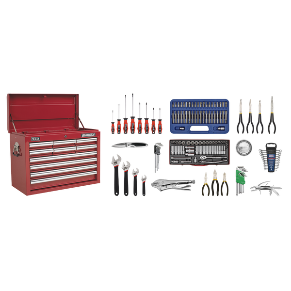 Sealey AP33109COMBO 10 Drawer Topchest with Ball-Bearing Slides & 140pc Tool Kit