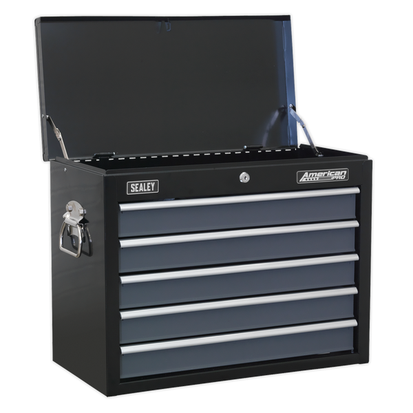 Sealey AP3505TB 5 Drawer Topchest with Ball-Bearing Slides - Black/Grey