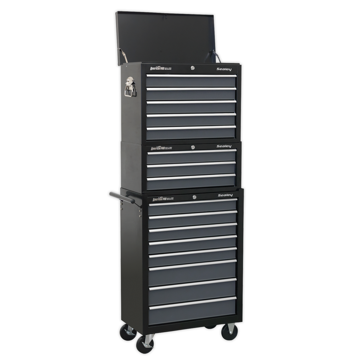 Sealey AP35STACK Tool Chest Combination 16 Drawer with Ball-Bearing Slides - Black/Grey