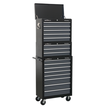 Sealey AP35STACK Tool Chest Combination 16 Drawer with Ball-Bearing Slides - Black/Grey