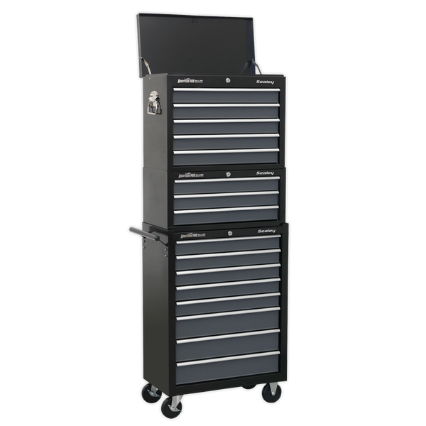 Sealey AP35STACK Tool Chest Combination 16 Drawer with Ball-Bearing Slides - Black/Grey