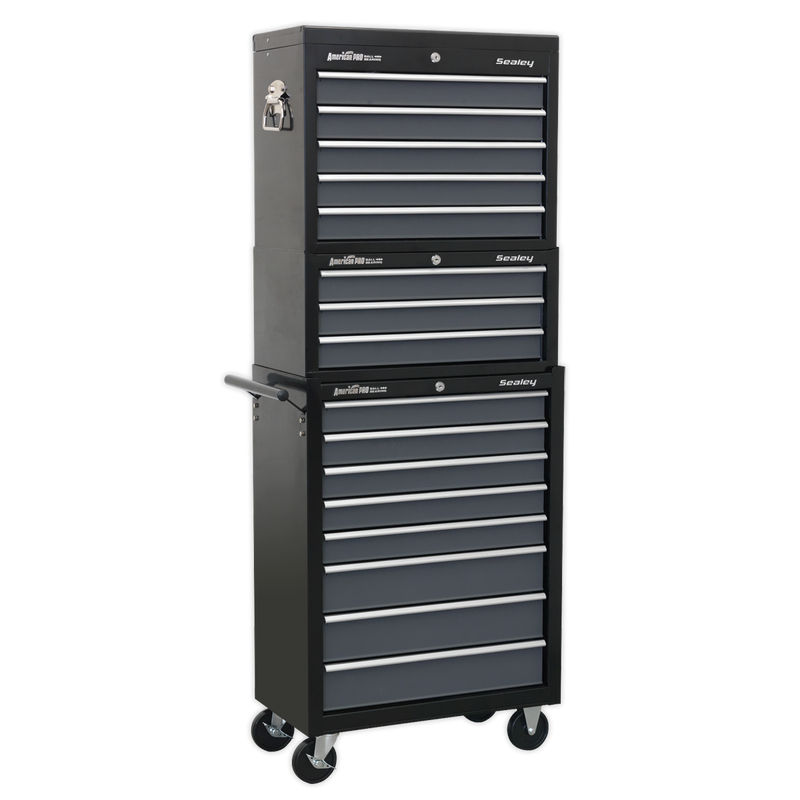 Sealey AP35STACK Tool Chest Combination 16 Drawer with Ball-Bearing Slides - Black/Grey