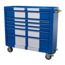 Sealey AP41206BWS 6 Drawer Wide Retro Style Rollcab - Blue with White Stripes