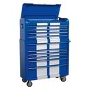 Sealey AP41COMBOBWS Retro Style Extra-Wide Topchest & Rollcab Combination 10 Drawer Blue/White Stripes