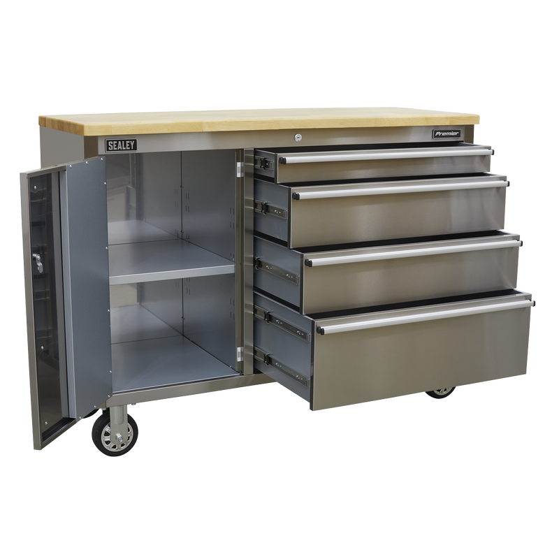 Sealey AP4804SS 4 Drawer Stainless Steel Mobile Tool Cabinet